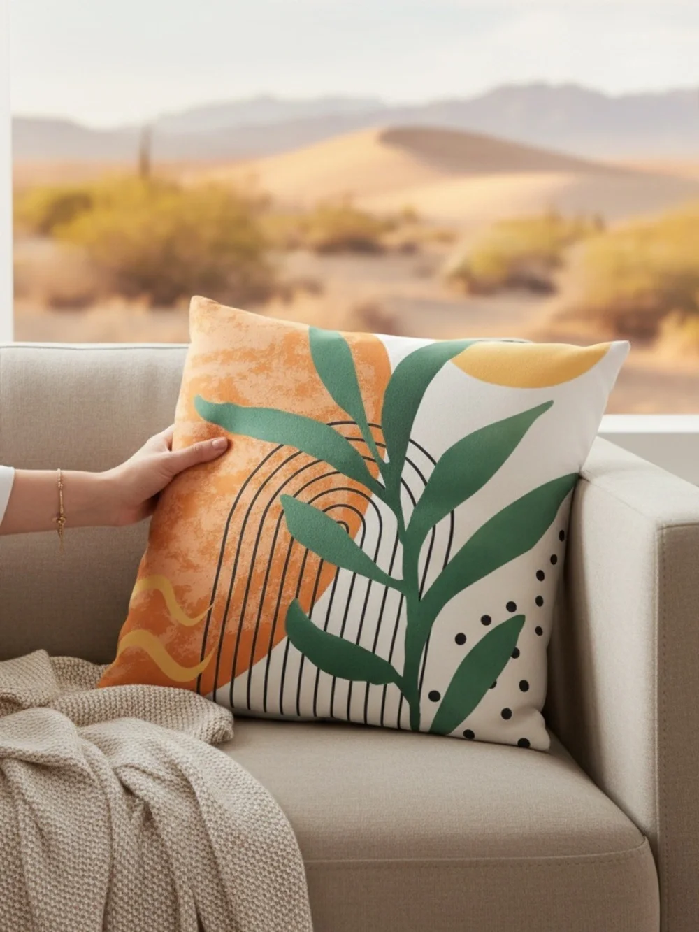 NWOT Modern Botanical 18x18 Throw Pillow Cover